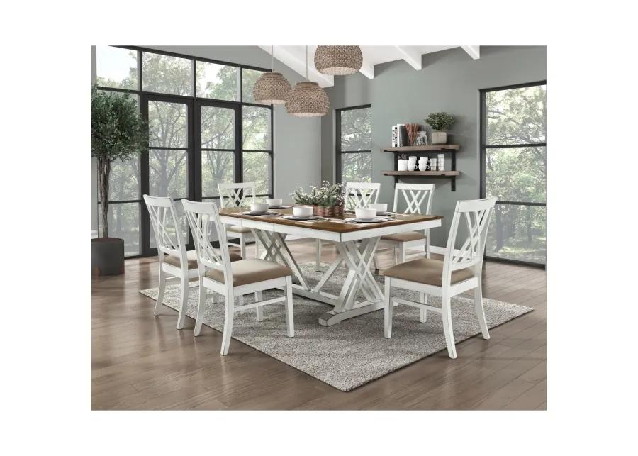 Modern Style White and Oak Finish Dining Table 1pc with Self-Storing Extension Leaf Charming Traditional Lines Dining Furniture