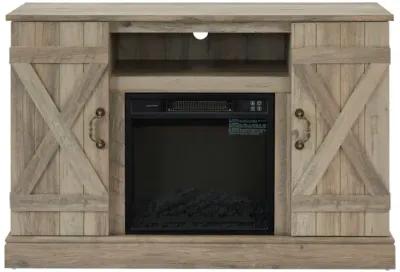 Gray Wash Farmhouse TV Stand with Electric Fireplace