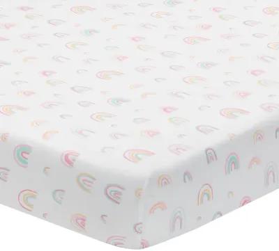 Lambs & Ivy Watercolor Pastel Rainbow 100% Cotton Baby Fitted Crib Sheet