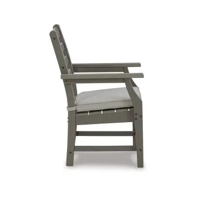 Clio 25 Inch Outdoor Arm Chair, Set of 2, Gray Frame, Polyester Fabric-Benzara