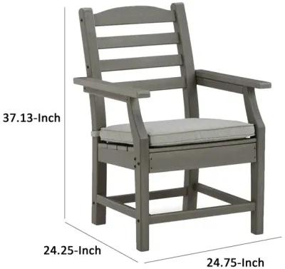 Clio 25 Inch Outdoor Arm Chair, Set of 2, Gray Frame, Polyester Fabric-Benzara