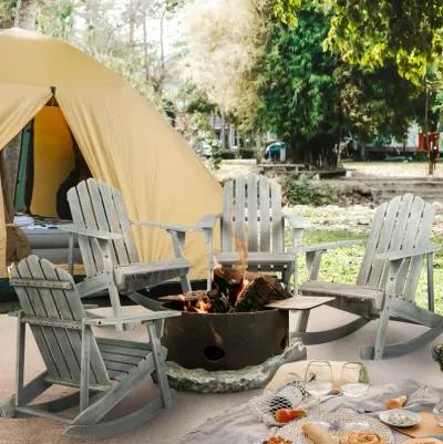 Kiawah Outdoor Patio Classic Acacia Wood Adirondack Rocking Chair