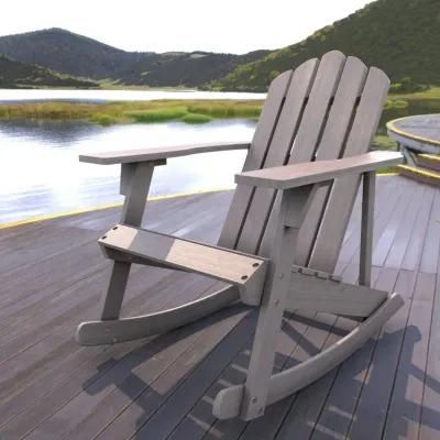 Kiawah Outdoor Patio Classic Acacia Wood Adirondack Rocking Chair