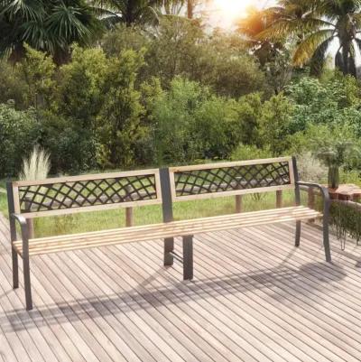 vidaXL 93.7" Twin Patio Bench - Durable Chinese Fir Wood and Steel Construction - Classic Design Outdoor Furniture - Weather-Resistant Garden Bench