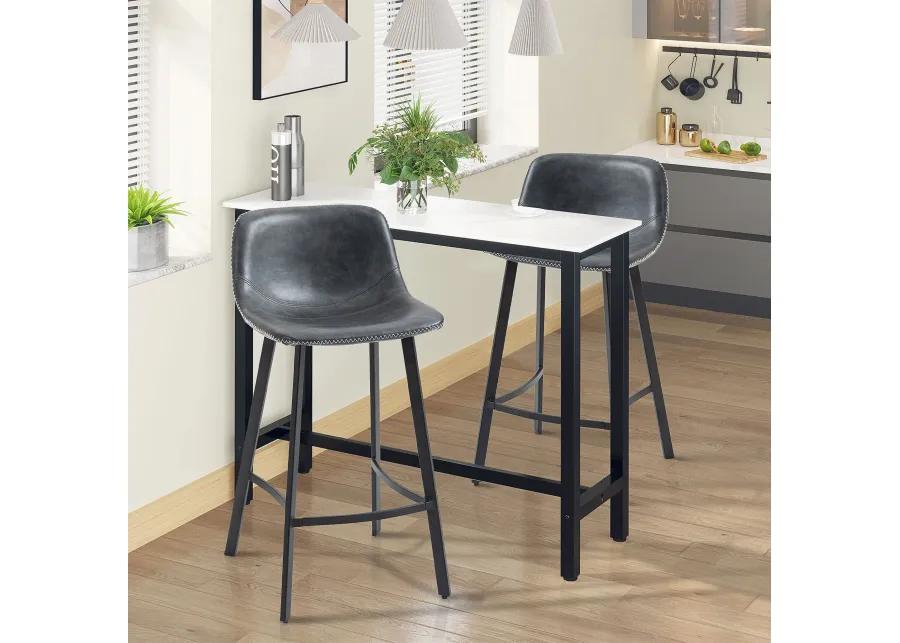 Black Industrial Seating: Set of 4 27.25" Counter Height Stools with Steel Legs