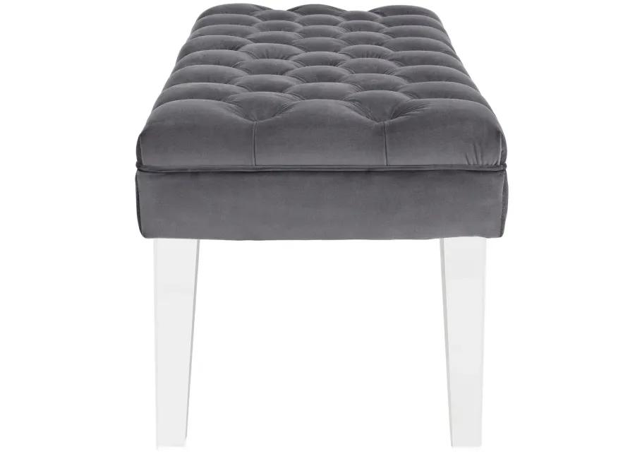 Modway Valet Tufted Button Performance Velvet Upholstered Bedroom Or Entryway Bench with Acrylic Legs in Gray