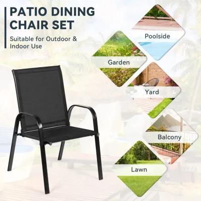 2 Pcs Patio Chairs Outdoor Dining Chair with Armrest