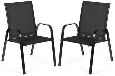 2 Pcs Patio Chairs Outdoor Dining Chair with Armrest