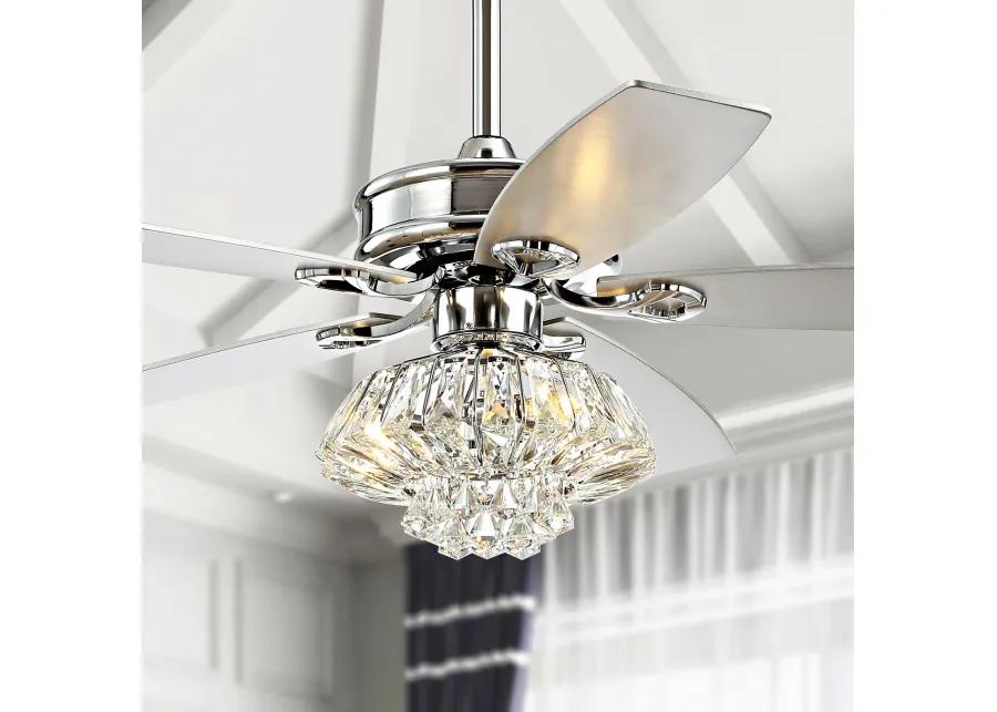 Kate 48" 3-Light Glam Crystal Drum LED Ceiling Fan With Remote, Chrome