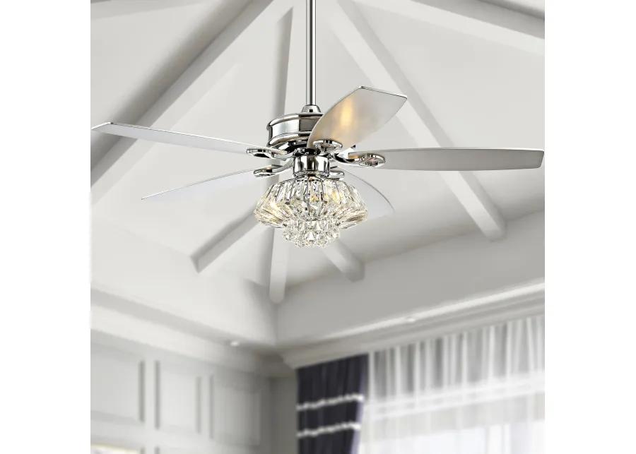 Kate 48" 3-Light Glam Crystal Drum LED Ceiling Fan With Remote, Chrome