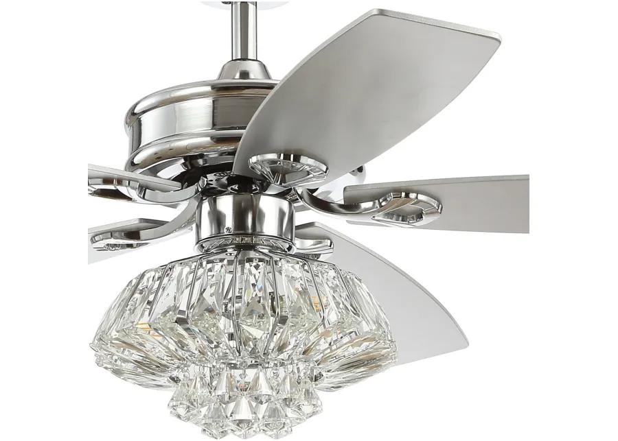 Kate 48" 3-Light Glam Crystal Drum LED Ceiling Fan With Remote, Chrome