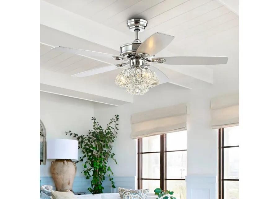 Kate 48" 3-Light Glam Crystal Drum LED Ceiling Fan With Remote, Chrome