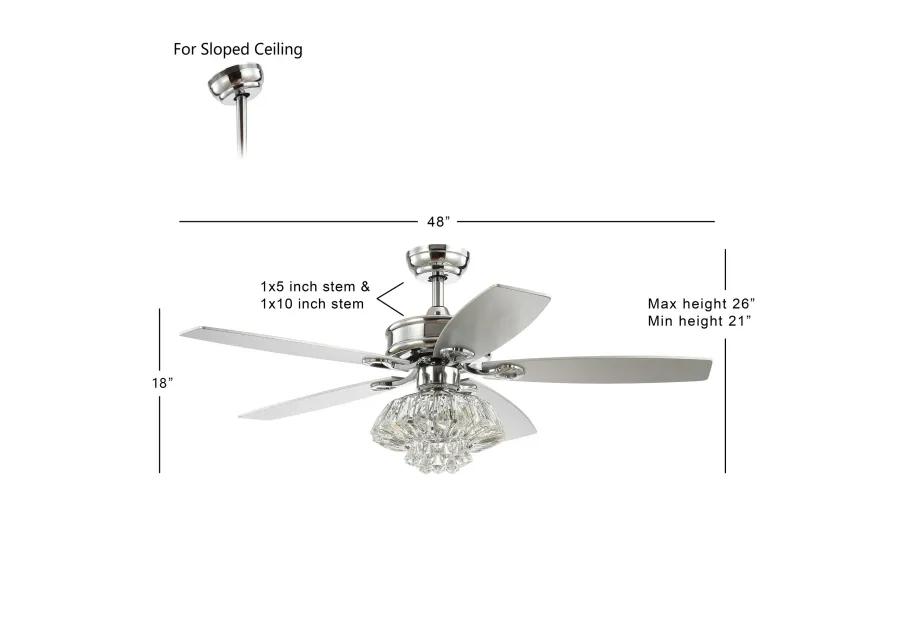 Kate 48" 3-Light Glam Crystal Drum LED Ceiling Fan With Remote, Chrome