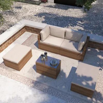 5-Piece Rattan Patio Conversation Set with Cushions