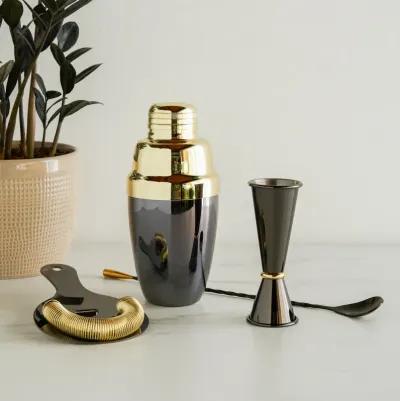 4-Piece Stainless Steel Barware Set in Black & Gold