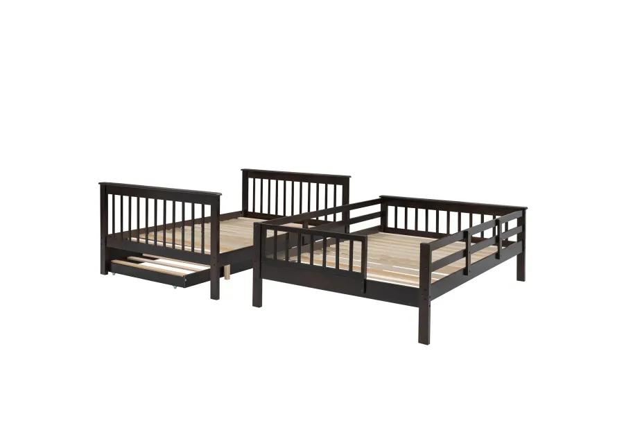 Merax Storage Bunk Bed Trundle Bed with Guard Rail