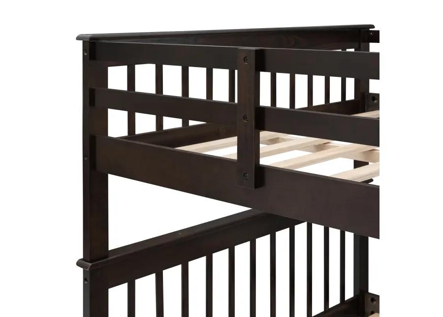 Merax Storage Bunk Bed Trundle Bed with Guard Rail