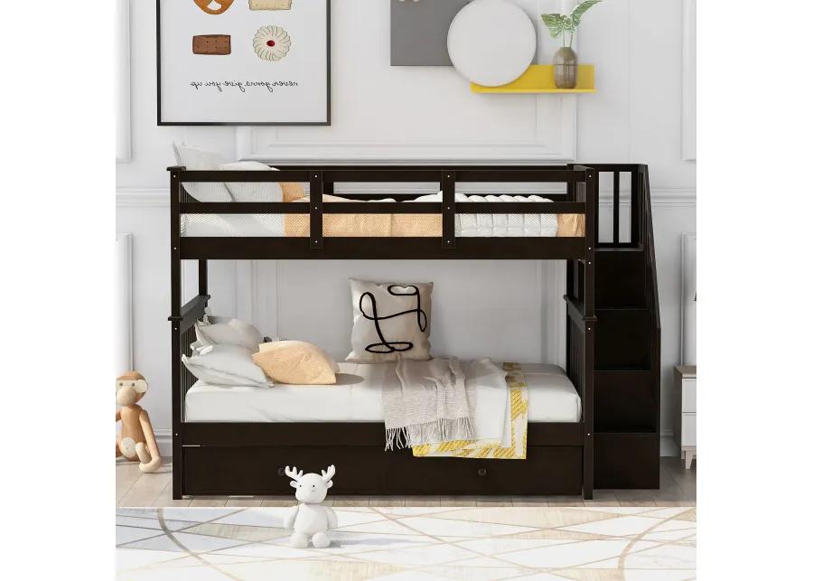 Merax Storage Bunk Bed Trundle Bed with Guard Rail