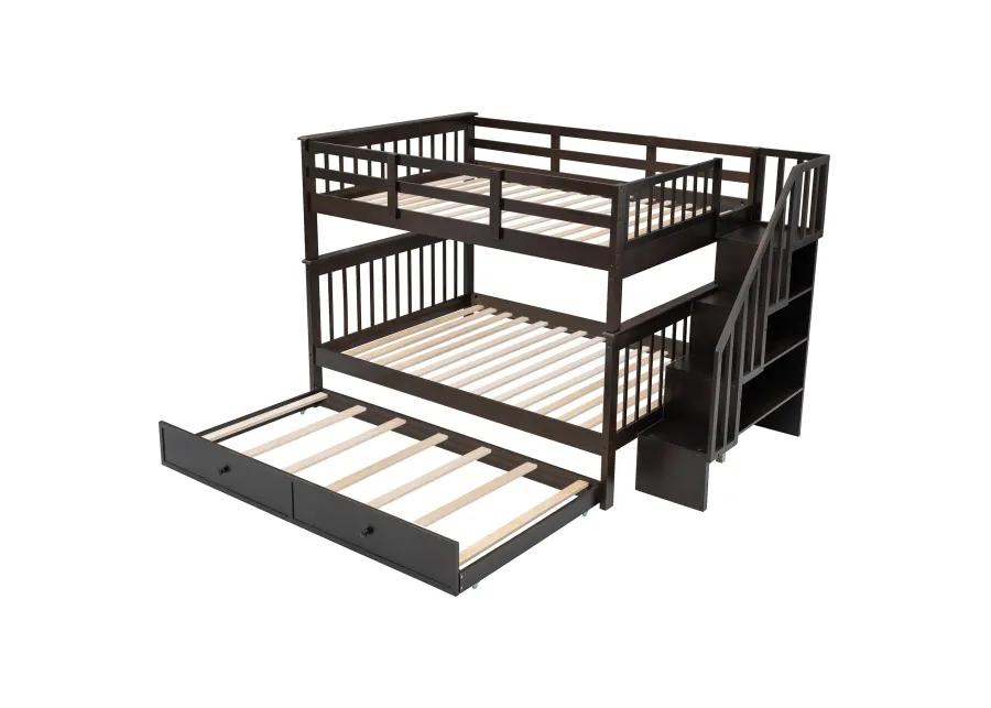 Merax Storage Bunk Bed Trundle Bed with Guard Rail