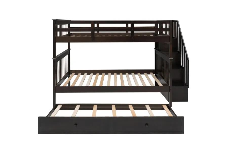 Merax Storage Bunk Bed Trundle Bed with Guard Rail