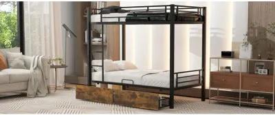 Metal Bunk Bed With Drawers, Twin