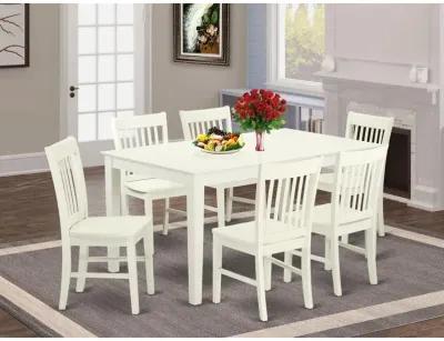 East West Furniture Dining Room Set Linen White, CANO7-LWH-W