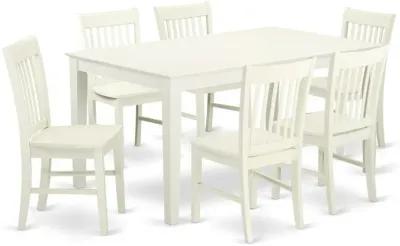 East West Furniture Dining Room Set Linen White, CANO7-LWH-W