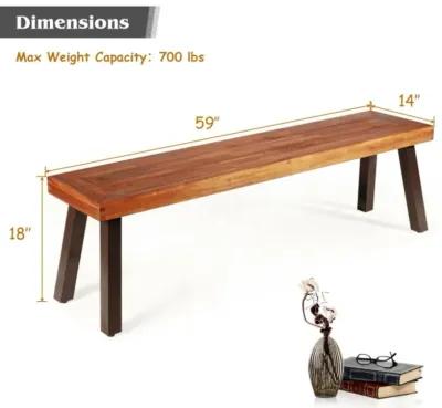 Hivvago Patio Acacia Wood Dining Bench Seat with Steel Legs