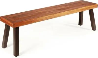 Hivvago Patio Acacia Wood Dining Bench Seat with Steel Legs