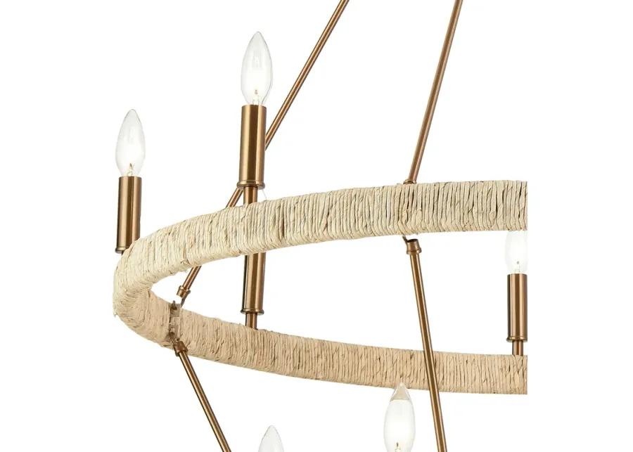 Abaca 36" Wide 14-Light Chandelier in Brass