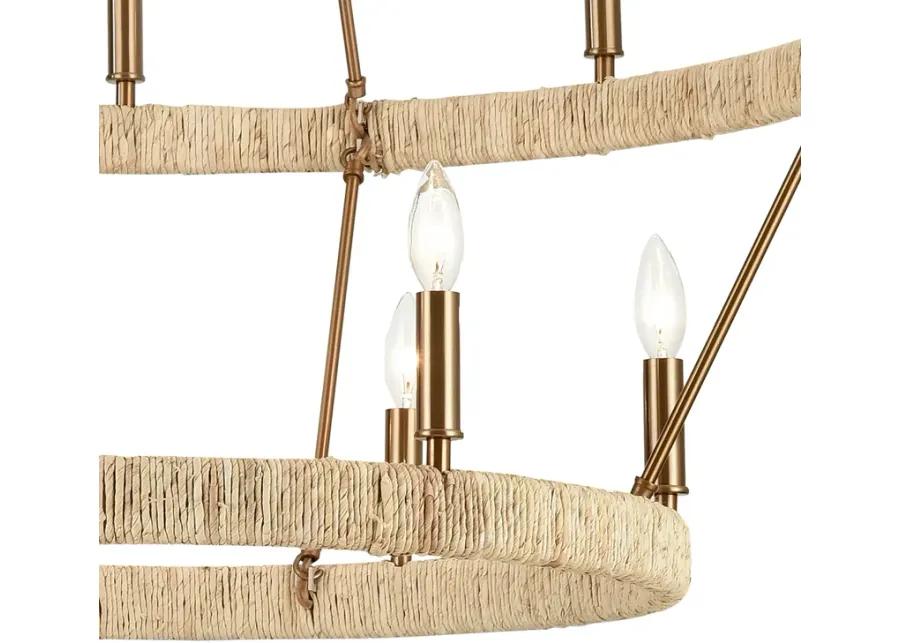 Abaca 36" Wide 14-Light Chandelier in Brass