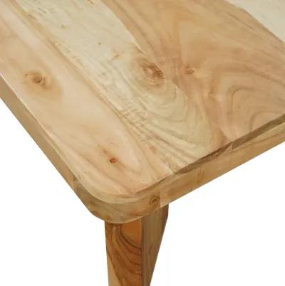 Cascade 32 Inch Coffee Table, Handcrafted Natural Acacia Wood, Square Top with Diagonal Wide Panel Legs