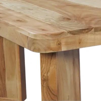 Cascade 32 Inch Coffee Table, Handcrafted Natural Acacia Wood, Square Top with Diagonal Wide Panel Legs