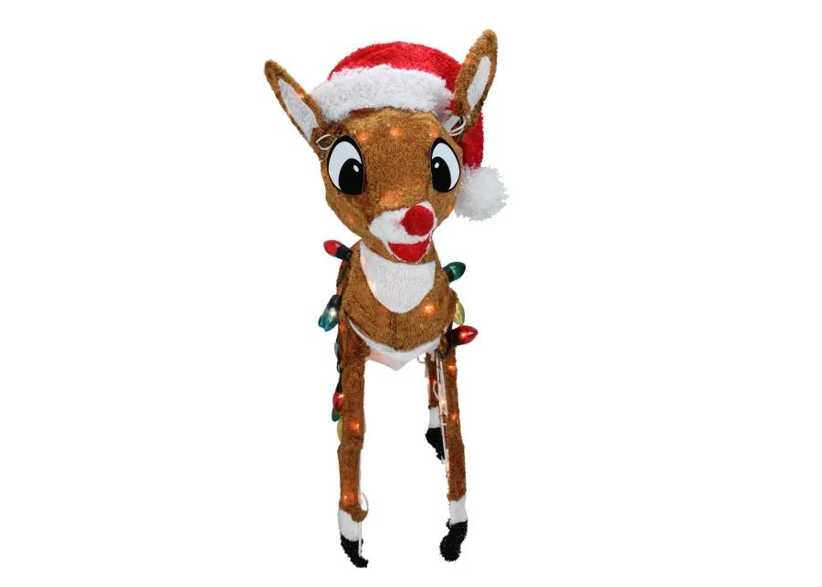 24" Lighted Rudolph with String Lights Christmas Outdoor Yard Decoration