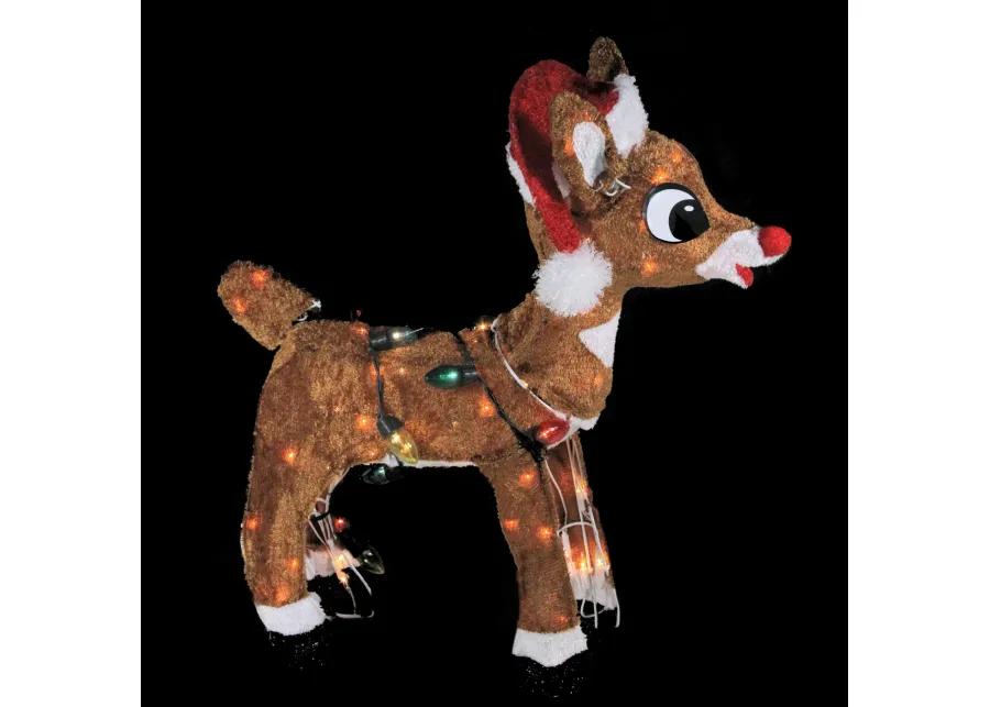 24" Lighted Rudolph with String Lights Christmas Outdoor Yard Decoration