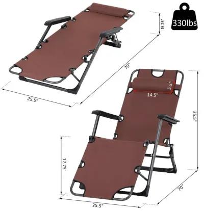 Outdoor Relaxation Station: Folding Lounger with Head Pillow