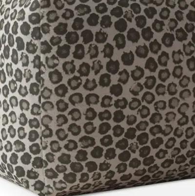 Homezia 17" Beige Flax Floral Pouf Ottoman