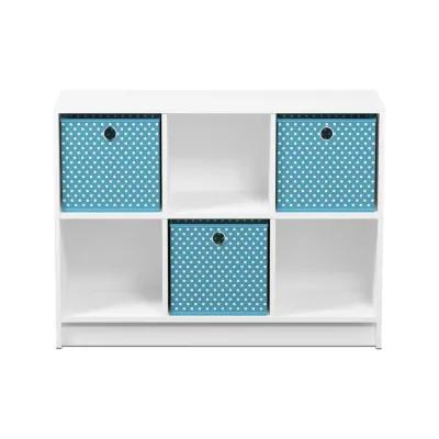 Furinno Basic 3x2 Bookcase Storage w/Bins, White/Pink, 99940WH/LPI