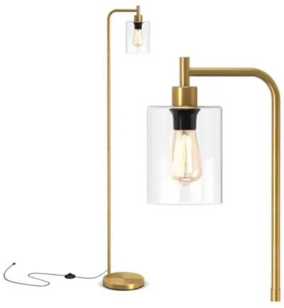 Hivvago Modern Floor Lamp with Hanging Glass Lampshade and Foot Switch