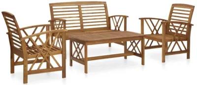 vidaXL 4 Piece Garden Lounge Set Solid Acacia Wood