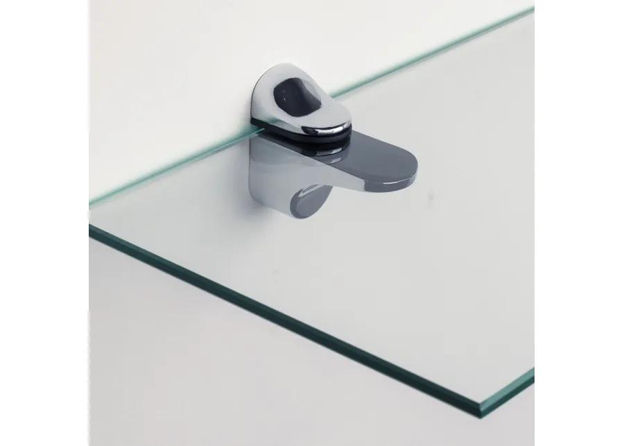 Set of 2 Glass Floating Shelves with Chrome Brackets 16 x 6"