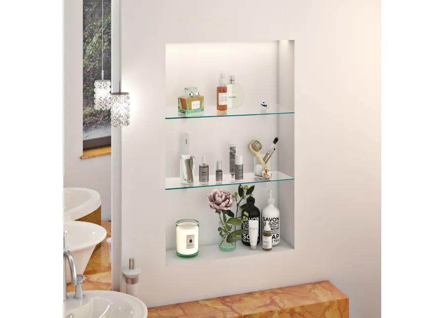 Set of 2 Glass Floating Shelves with Chrome Brackets 16 x 6"