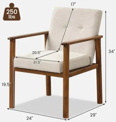 Hivvago Modern Accent Linen Fabric Armchair with Solid Wood Legs and Soft Cushioned Seat