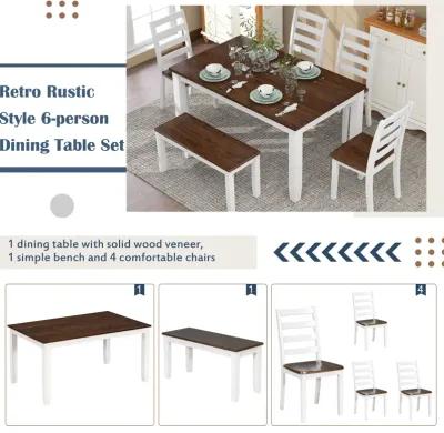 Merax Rustic Style 6-Piece Dining Room Table Set