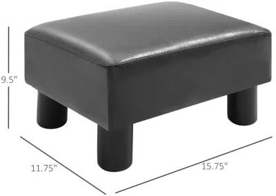 Ebony Relaxation: Padded Black Rectangular Ottoman for Living Spaces