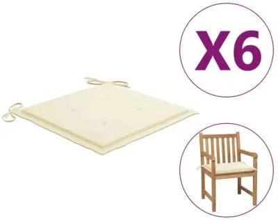 vidaXL Garden Chair Cushions 6 pcs Cream 19.7"x19.7"x1.6" Fabric