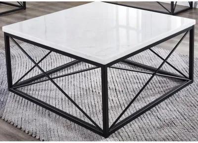 Skyler White Marble Top Square Cocktail Table