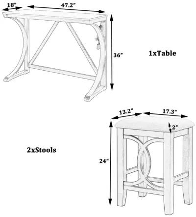 Merax 3-Piece Counter Height Dining Table Set with USB