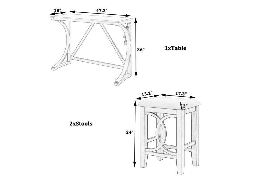 Merax 3-Piece Counter Height Dining Table Set with USB