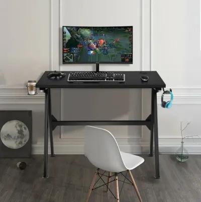 Ergonomic Computer Gaming Desk with Cup Holder and Headphone Hook